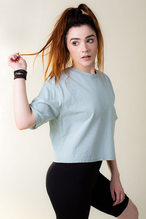 soulvation dusty sage short sleeve crop top